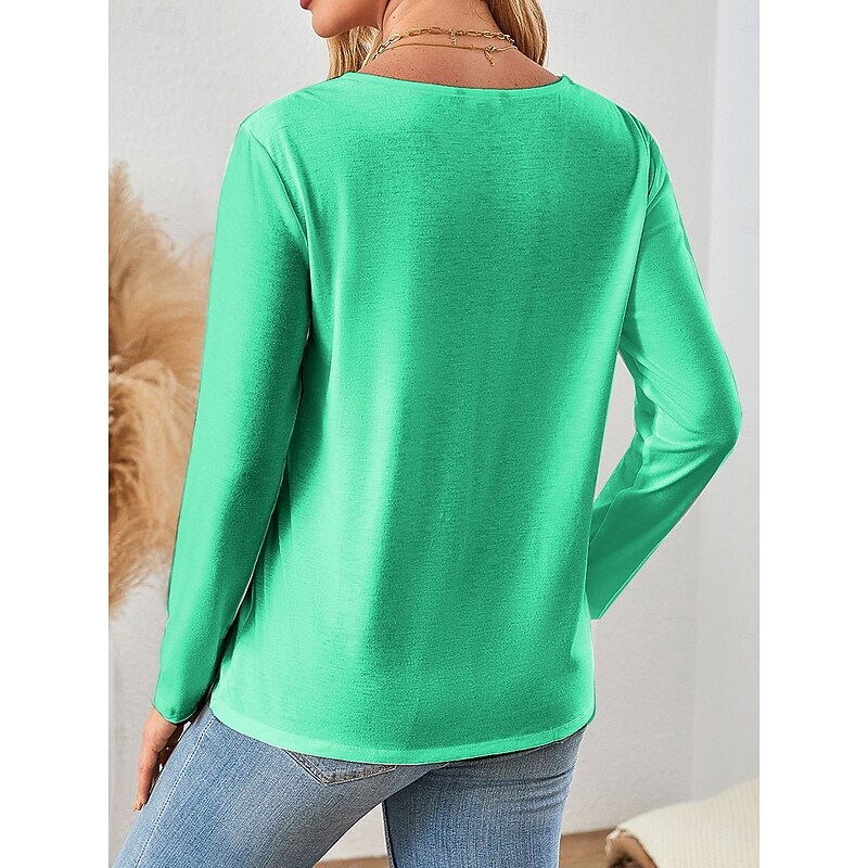 Women's T Shirt Graphic Geometric Gradient Vintage Stylish Modern Long Sleeve Crew Neck Regular Tops Daily Patchwork Print Pink Blue Purple Green Spring Fall Winter2