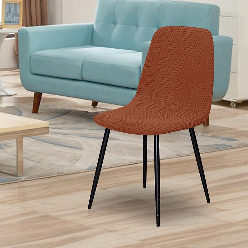Shell Chair Cover with 5x5 Grid Design  Stretch Slipcover for Scallop Back Accent or Vanity Chairs2