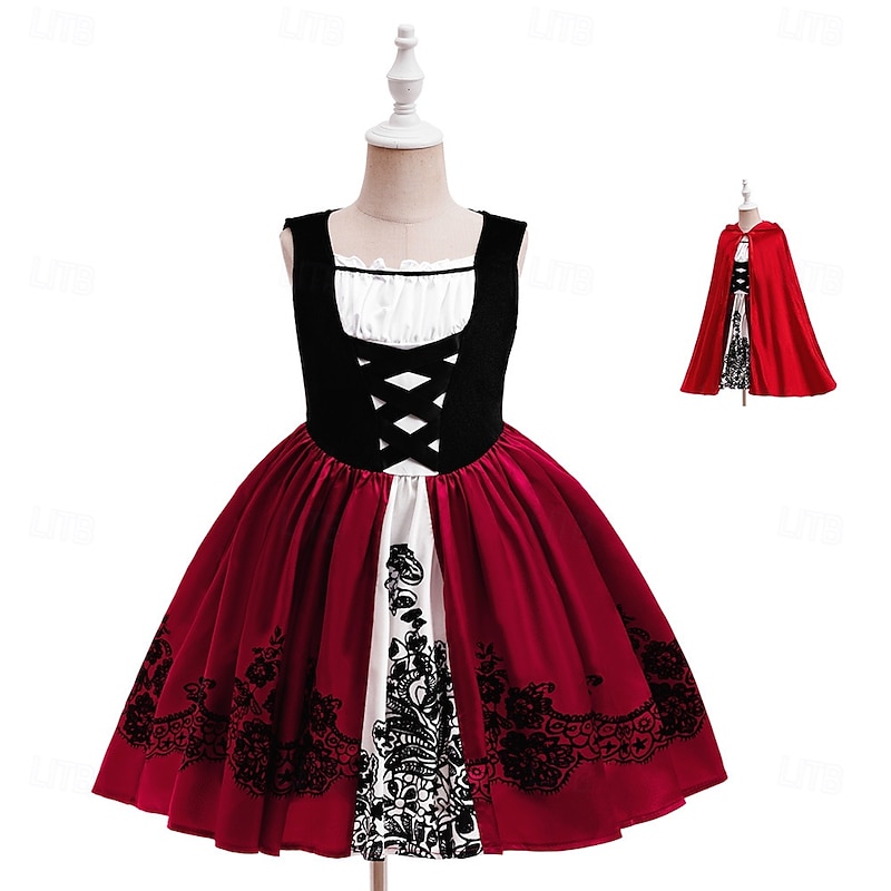 Kids Girls' Party Dress Solid Color Sleeveless Special Occasion Halloween Party Halloween Custome Sweet Polyester Fall Winter kids Black2