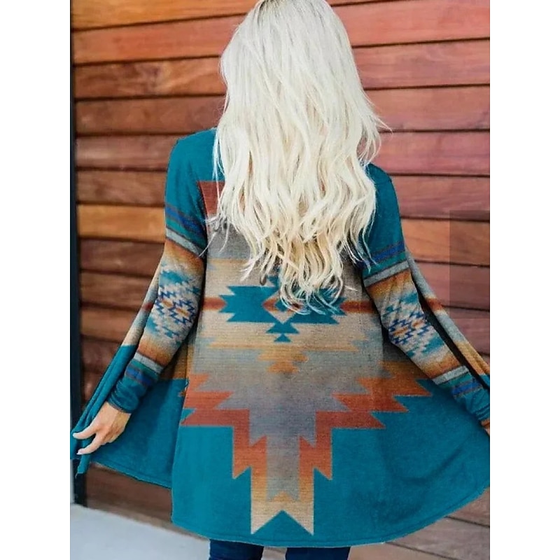 Women's Casual Jacket Warm Comfortable Irregular Hem Elegant Vintage Fashion Modern Street Casual Athleisure Daily Long Collarless Loose Fit Long Sleeve Outerwear Royal Blue Blue Green Fall