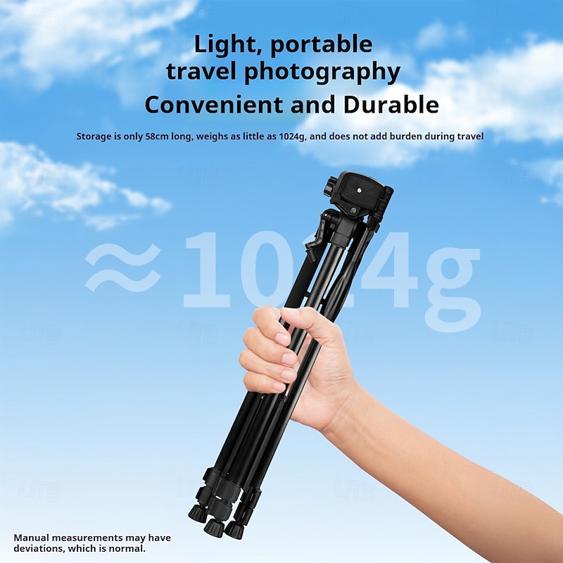 Aluminum Alloy Camera Phone Tripod 64-inch Lightweight DSLR Tripod Camera Stand with Universal Phone Clip for Vlog Shooting Live Broadcasting Outdoor Travel Events Interviews Photography and Vide3