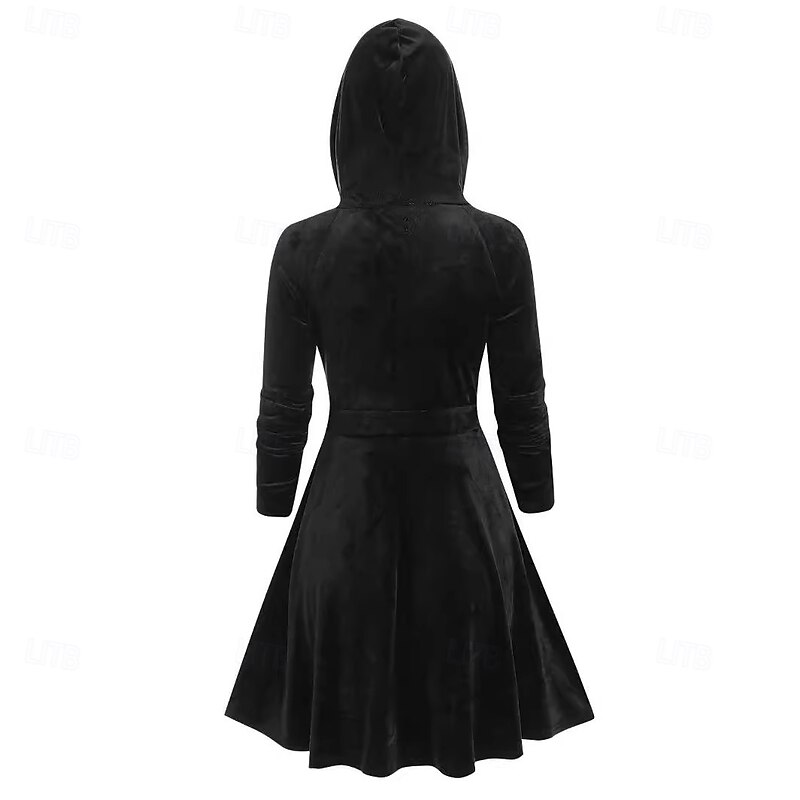 Punk & Gothic Dress Hoodie Little Devil Horn Velvet Zip-Up Fancy Dress Women's Halloween Carnival Performance Party Adults' Dress Fall Winter3