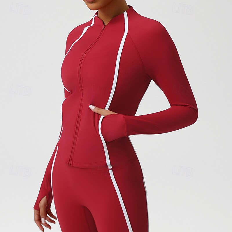 Women's Solid Colored Tennis Shirt Stylish Moisture Wicking Breathable Tennis Pickleball Running Shirt Winter Black Wine Red Tennis Clothing2