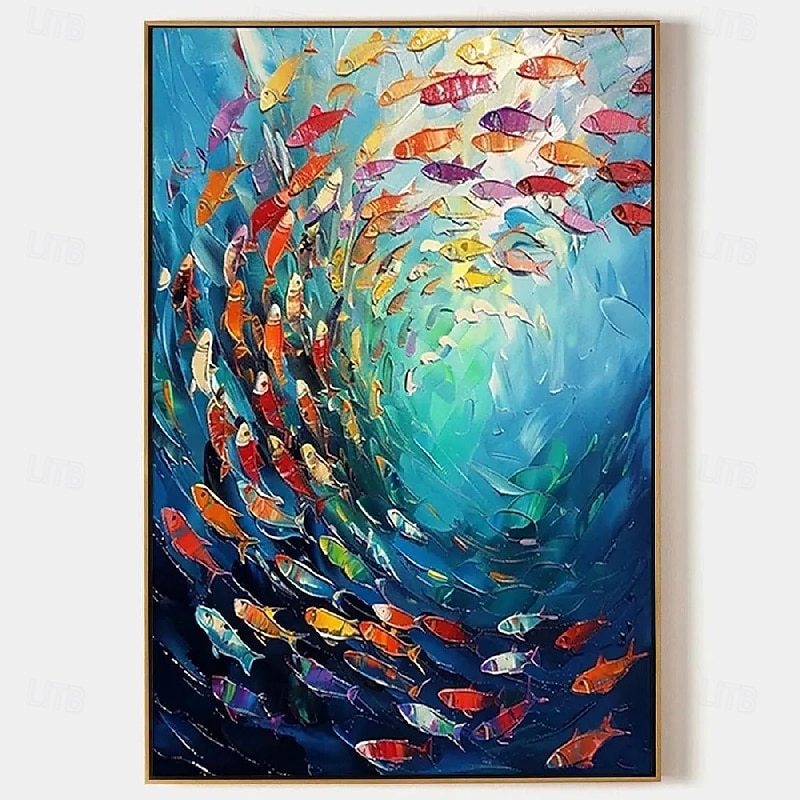Handmade fish Oil Paintings on Canvas animal oil painting for bedroom wall art Unique Wall Art Decor Affordable Luxury Gallery Quality Artwork