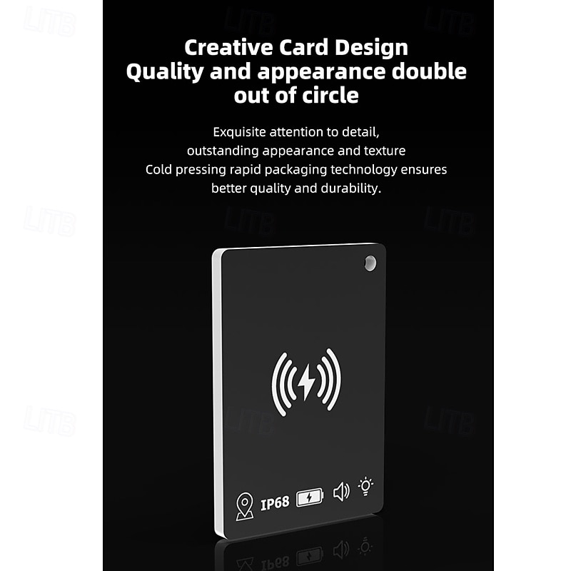 Bluetooth(iOS Only)  Tracke IP68 Waterproof Rechargeable Smart Tag Key Finder Locator with Sound Item Tracker Card for Key Wallet Luggage Backpack Suitcases Passport