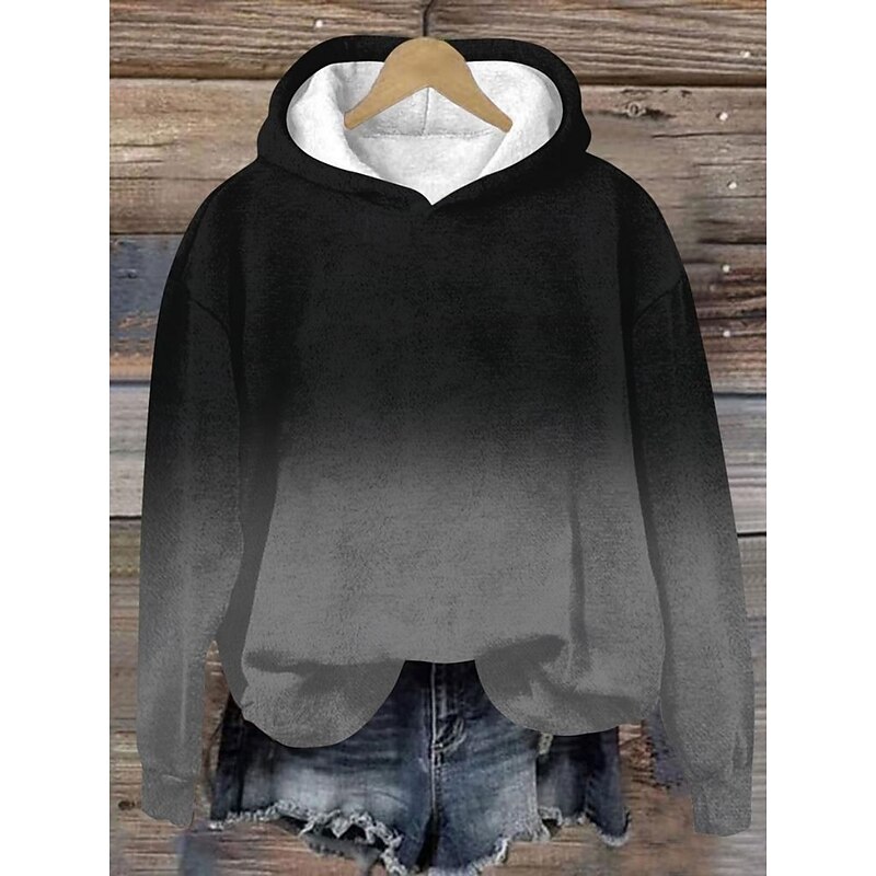 Women's Pullover Hoodie Sweatshirt Graphic Streetwear Casual Long Sleeve Hooded Regular Tops Street Holiday Pocket Print Wine Navy Blue Blue Purple Gray Fall Winter2