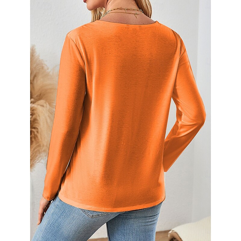 Halloween Women's T Shirt Skulls Graphic Elegant Vintage Stylish Long Sleeve V Neck Regular Tops Daily Going out Weekend Print Blue Purple Orange Green Spring Fall3