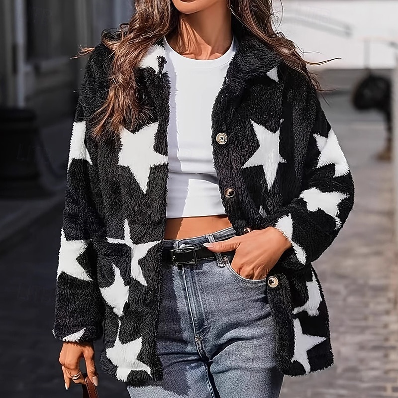 Women's Double Fuzzy Winter Coat Thick Warm Zip Up Long Sleeve Sports Color Block Top For Outdoor Travel Vacation Activewear