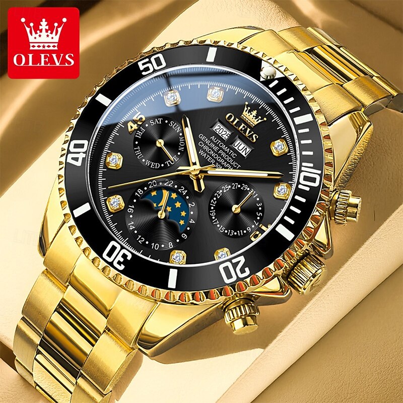 OLEVS 6729 Mens Watches Luxury Original Fully Automatic Mechanical Wristwatch Calendar Week Waterproof Luminous Watches2