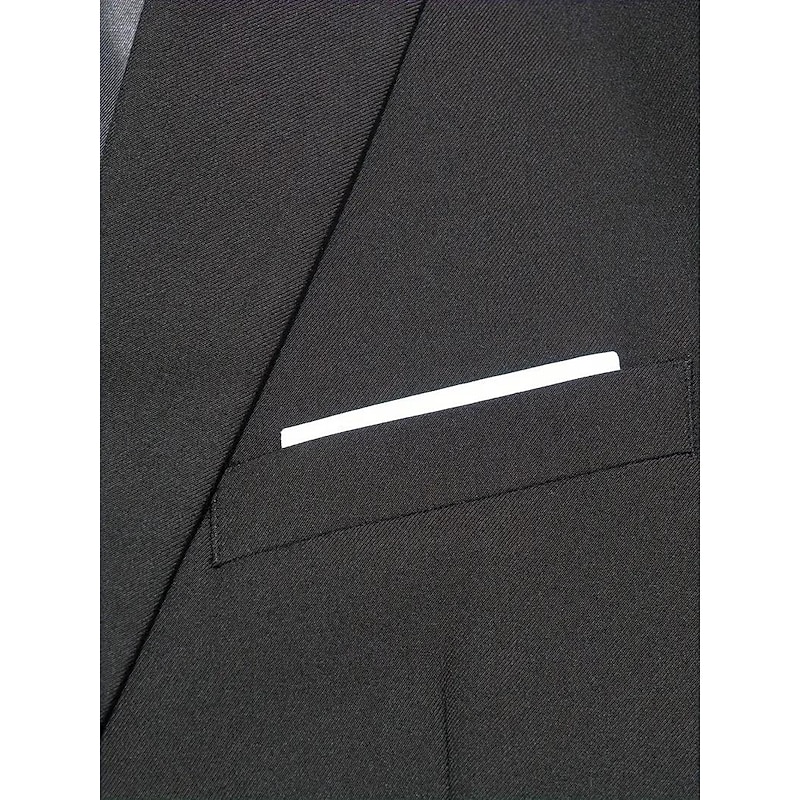 Men's Wedding Business Party Suits Notch Lapel Black Formal Solid Colored Slim Fit 3 Piece Single Breasted Two-buttons4