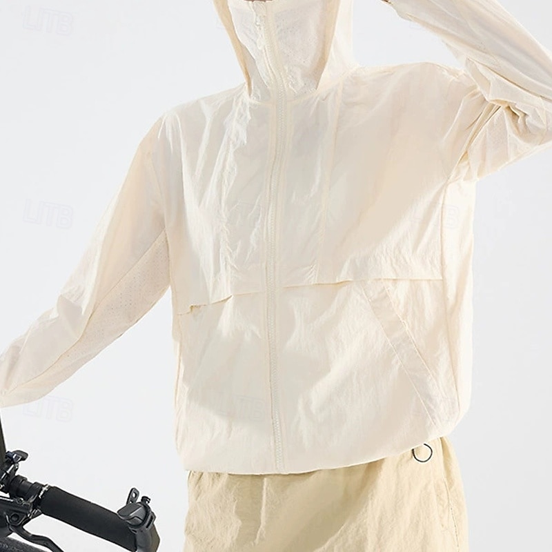 Women's Casual Jacket Sun Protection Comfortable Zipper Pocket Fashion Outdoor Plain Going out Weekend Zipper Regular Hooded Regular Fit Long Sleeve Outerwear Blue Purple Green Fall Winter3