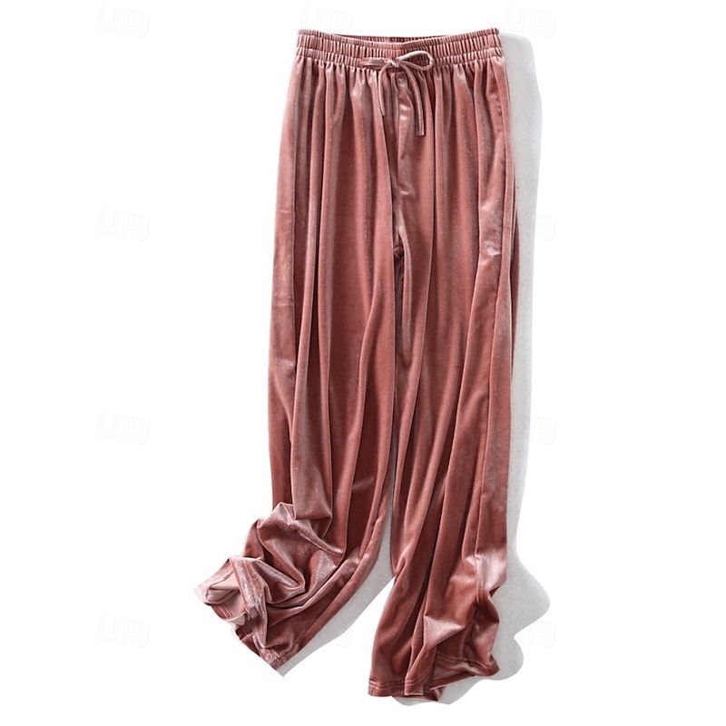 Women's Wide Leg Corduroy Pants Slacks Streetwear Casual Full Length Natural Plain Elastic Drawstring Design Comfortable Street Holiday Weekend Pink Fall Regular Fit