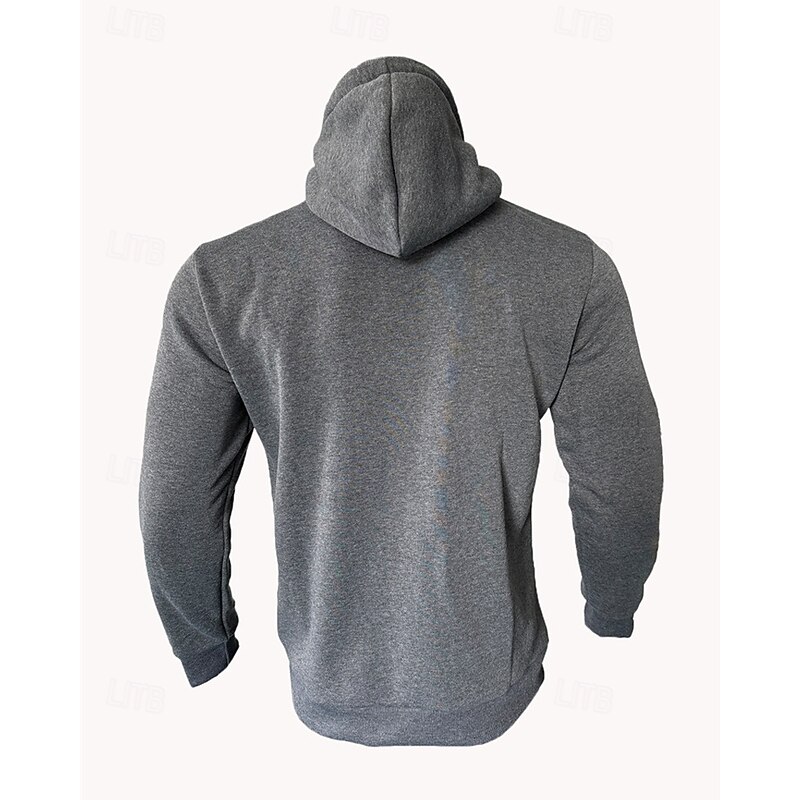 Men's Hoodie Fleece Hoodie Black Army Green Khaki Dark Gray Hooded Plain Pocket Sports & Outdoor Daily Holiday Polyester Streetwear Basic Casual Fall Winter Clothing Apparel Hoodies Sweatshirts3