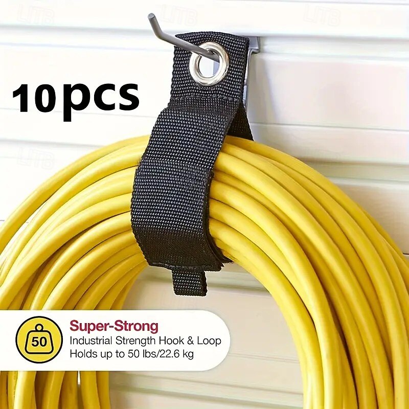 6/10PCS Multi-Purpose Cable Organizer Hangers with Safety Hooks and Loops, Durable Wire, Hose, and Rope Management Solution for Home, RV, and Garage Storage