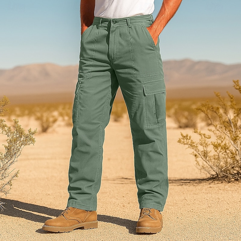 Men's Cargo Pants Linen Pants Trousers Summer Pants Baggy Pants Elastic Waist Plain Comfort Breathable Full Length Outdoor Casual Daily Vacation Fashion Black 1# White Inelastic4