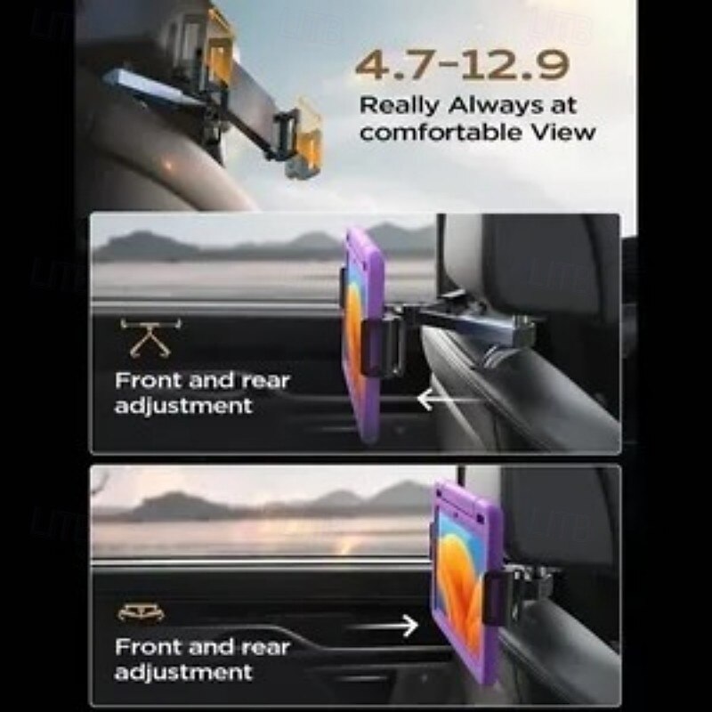 Headrest Tablet Mount Universal Lazy Holder Car Mount Stand for Mobile Phones and Tablets Portable Backseat Headrest Mounting Device Travel Entertainment Accessory2