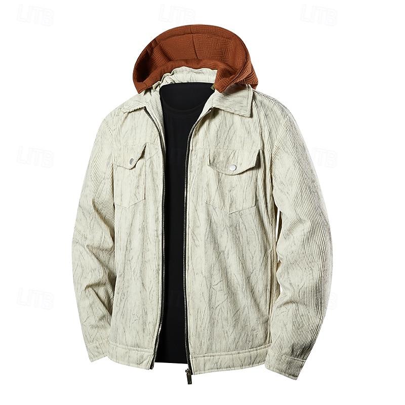 Men's Jacket Casual Jacket Outdoor Vacation Warm Zipper Pocket Fall Winter Plain Fashion Streetwear Standing Collar Regular Black Green Beige Coffee Jacket4