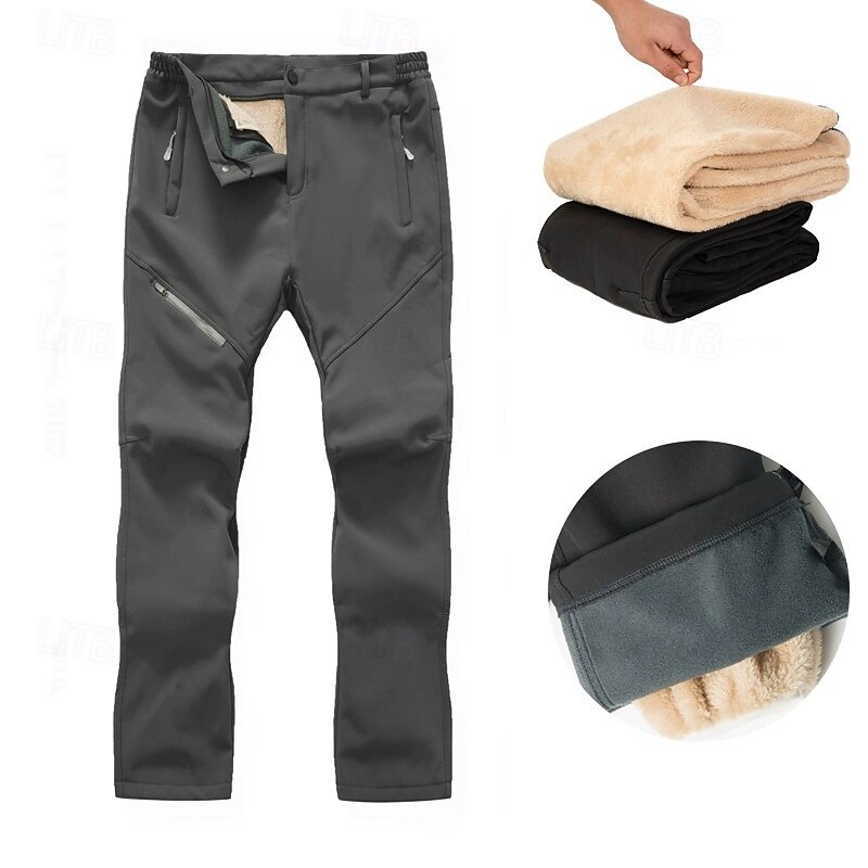 Women's Cargo Pants Fleece Pants Slacks Casual Plus velvet Full Length Natural Plain Zipper Pocket Thermal Warm Windproof Comfortable Street Holiday Daily Wear Violet Lotus Black Pink Winter Regular