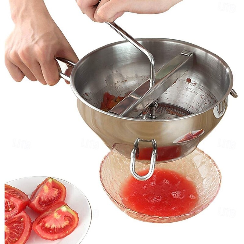 Stainless Steel Rotary Food Processor with 3 Blades Ergonomic Rotary Food Processor Multi-Function Kitchen Tool for Chopping, Slicing, Shredding, and Pureeing Fruits, Vegetables, and Potatoes3