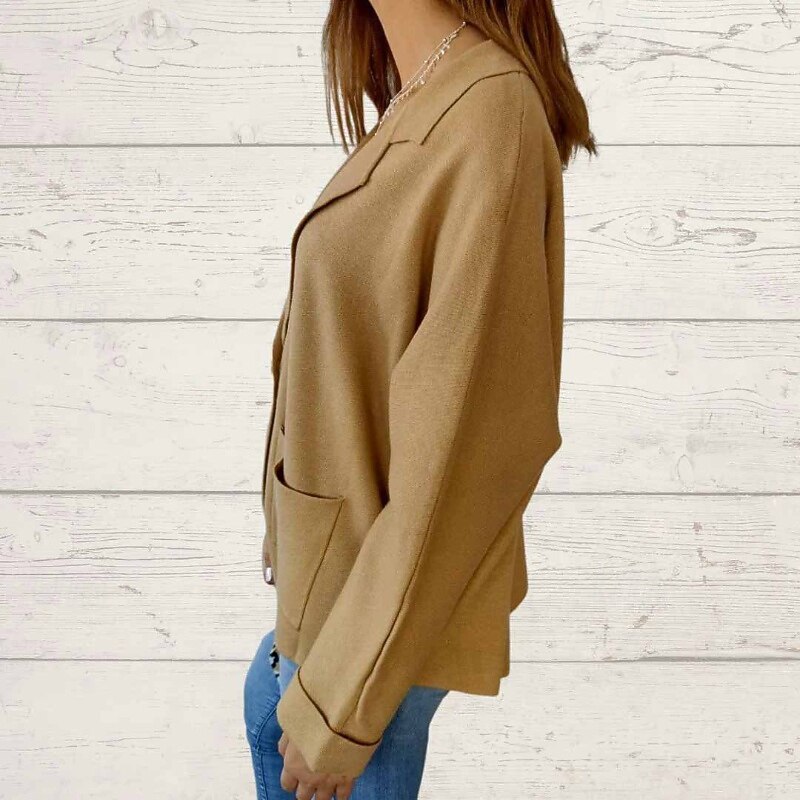 Women's Casual Jacket Comfortable Pocket Buttons Casual Plain Casual Daily Weekend Single Breasted Regular Turndown Regular Fit Long Sleeve Outerwear Black Royal Blue Camel Fall2