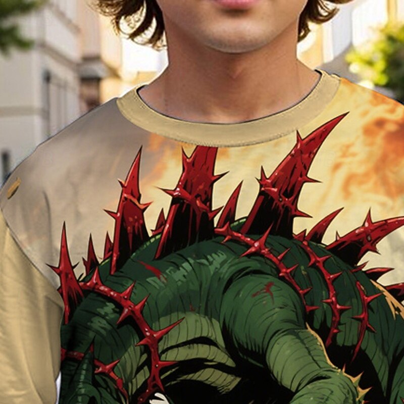 Halloween Boys' 3D Pumpkin Dinosaur T shirt Tee Long Sleeve Spring Fall Fashion Basic Kids 4-12 Years Crew Neck Outdoor Casual Daily Regular Fit2