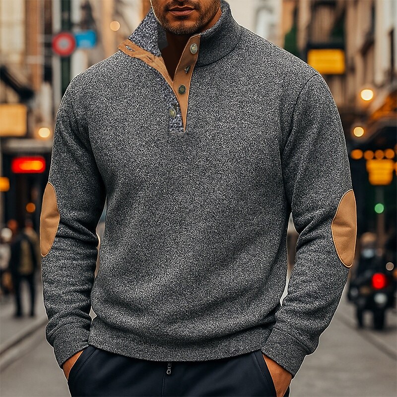 Men's Sweatshirt Pullover Hoodie Sweatshirt Pullover Button Up Hoodie Wine Red Black Navy Blue Green Gray Standing Collar Plain Patchwork Sports & Outdoor Casual Daily Streetwear Cool Sportswear4