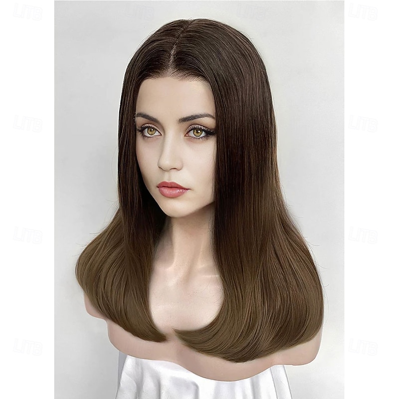 Synthetic Wig Eve Ballerina Straight Middle Part Machine Made Wig Long Brown Synthetic Hair Women Cosplay Fashion Easy to Carry Brown3
