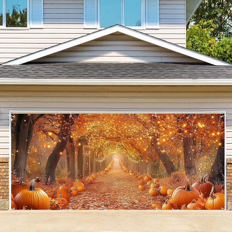 Halloween Tapestry Garage Door Cover Large Hanging Backdrop Pumpkin Rustic Cottagecore Dark Punk Gothic Style Autumn Party Outdoor Shooting Backgrounds Yard Home Decor3