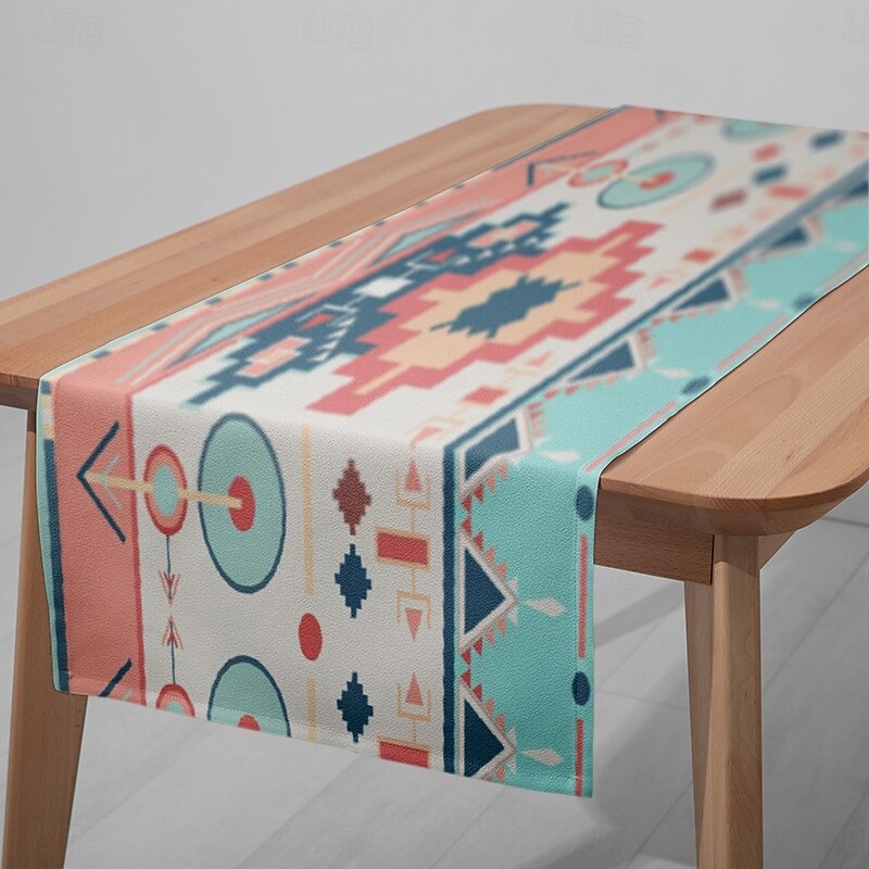 1pc Geometric Table Runner, Digital Printed Rectangular Tablecloth for Dining Room, Wedding, Banquet, or Party Decoration3