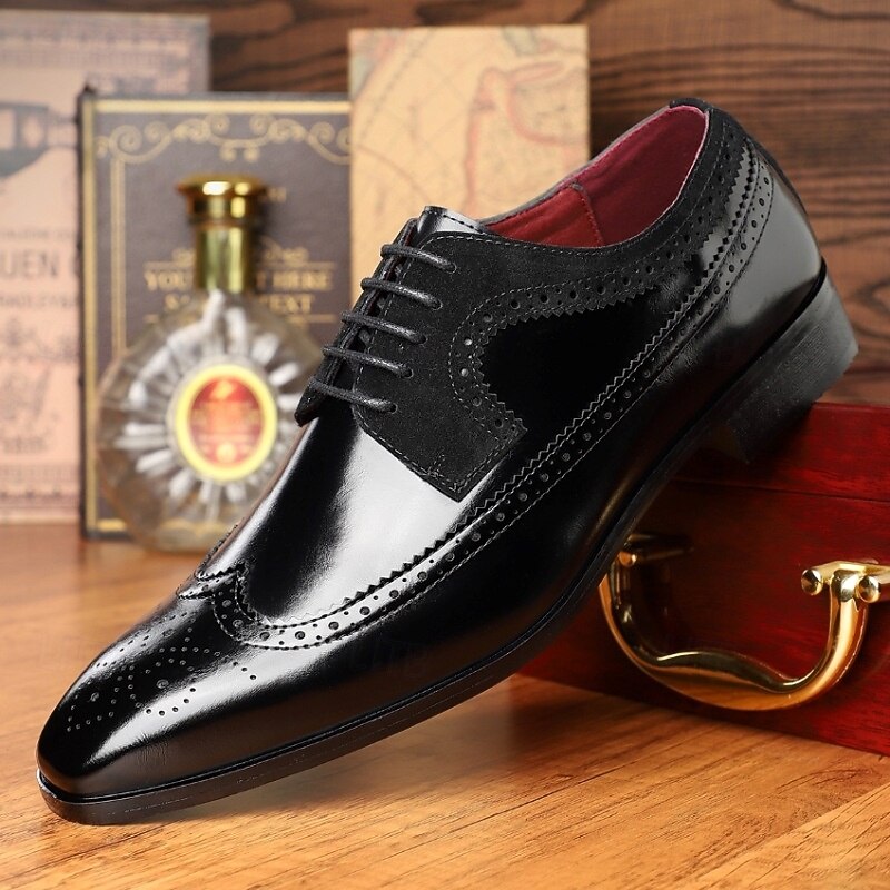 Men's Wingtip Oxford Dress Shoes in Brown and Maroon – Classic Brogue Style for Business and Semi-Formal Events2