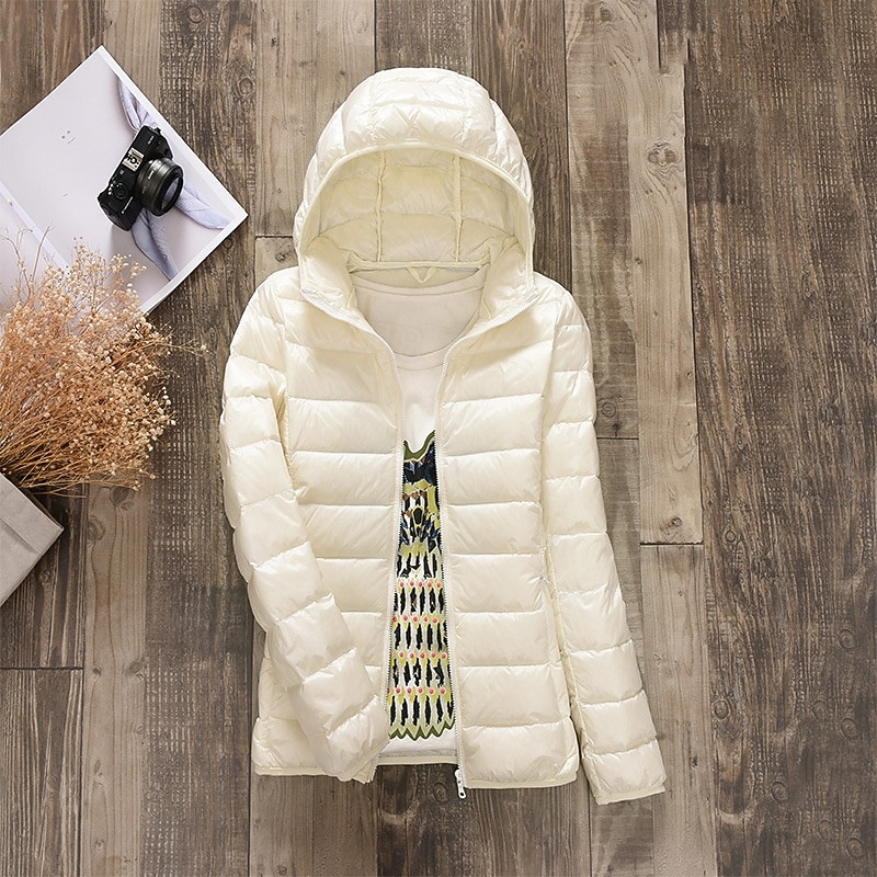 Women's Down Jacket Warm Comfortable Zipper Pocket Fashion Outdoor Plain Daily Wear Going out Weekend Zipper Regular Hooded Regular Fit Long Sleeve Outerwear White Red Purple Fall Winter3