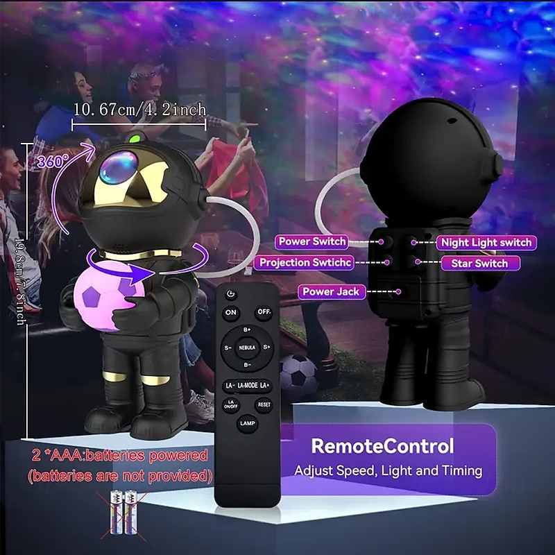 Astronaut Galaxy Projector Light Night Light Starry Sky Nebula Ceiling LED Light with Timer and Remote Control Multiple Room Decorations Suitable for Birthday Halloween and Christmas Gifts.4