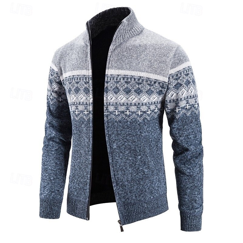 Men's Sweater Dress Sweater Cardigan Sweater Fair Isle Sweater Zip Sweater Ribbed Knit Regular Tops Knitted Ribbed Geometric Turtleneck Fashion Shawls Casual Daily Wear Clothing Apparel Fall Winter3