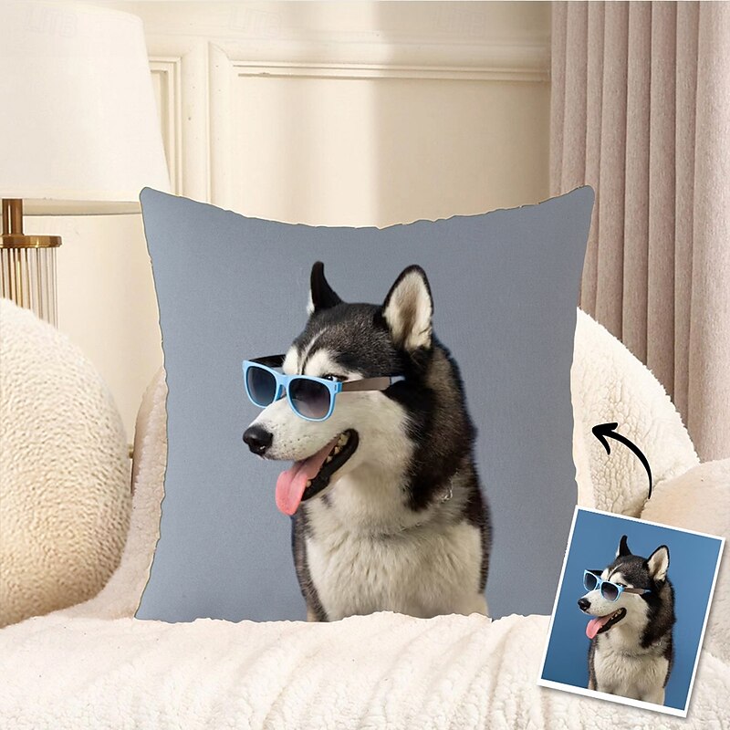 Personalized Photo Pillow Case  Custom Throw Pillow Cover Gift for Pet Lovers Friends and Family Perfect for Home Sofa and Bedroom Decoration