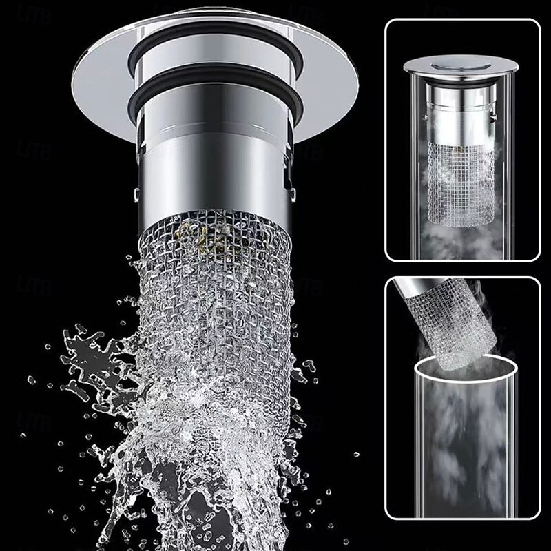 4pcs Stainless Steel Floor Drain Filter – Universal Pop-up Basin Sink Strainer, Anti-Clog, Anti-Odor, Insect-Proof Mesh for Washbasin