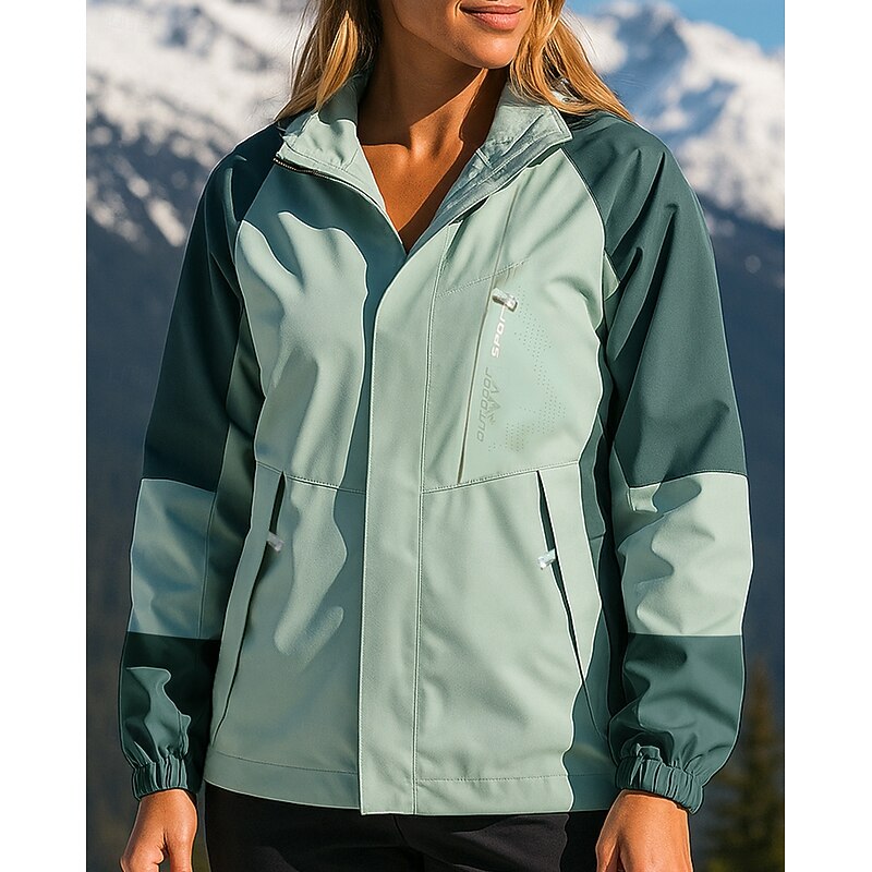 Women's Softshell Jacket Hiking Jacket Hardshell Jacket Outdoor Waterproof Windproof Hiking Outfits Hiking Clothes Spring Autumn / Fall Jacket Hunting Fishing Climbing Patchwork Pink Cream Red