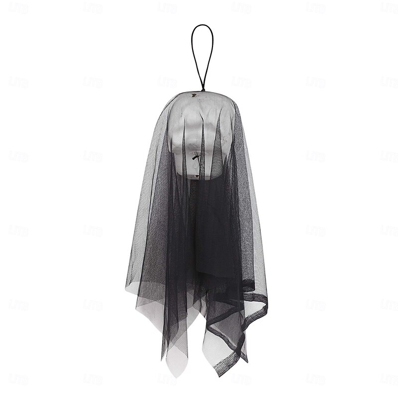 Halloween Gauze Skull Hanging Ghost with Flashing Eyes Horror Halloween Decoration Props for Haunted House Bar Restaurant KTV Decor Horror Hanging Ghost Pendant4