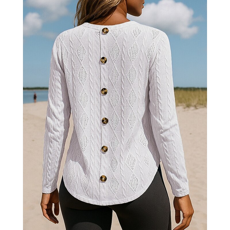 Women's Pullover Sweatshirt Casual Tops Hollow Long Sleeve Tee Tshirt Casual Athleisure Fall Solid Colored Breathable Outdoor Travel Sports Sportswear Activewear Black White Pink4