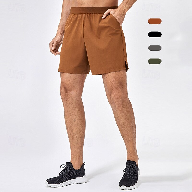Men's Running Shorts Workout Shorts with Pockets High Waist Bottoms Athleisure Gym Workout Quick Dry Lightweight Gym Basketball Athletic Loose Fit Sportswear Activewear Solid Colored Black Army Green