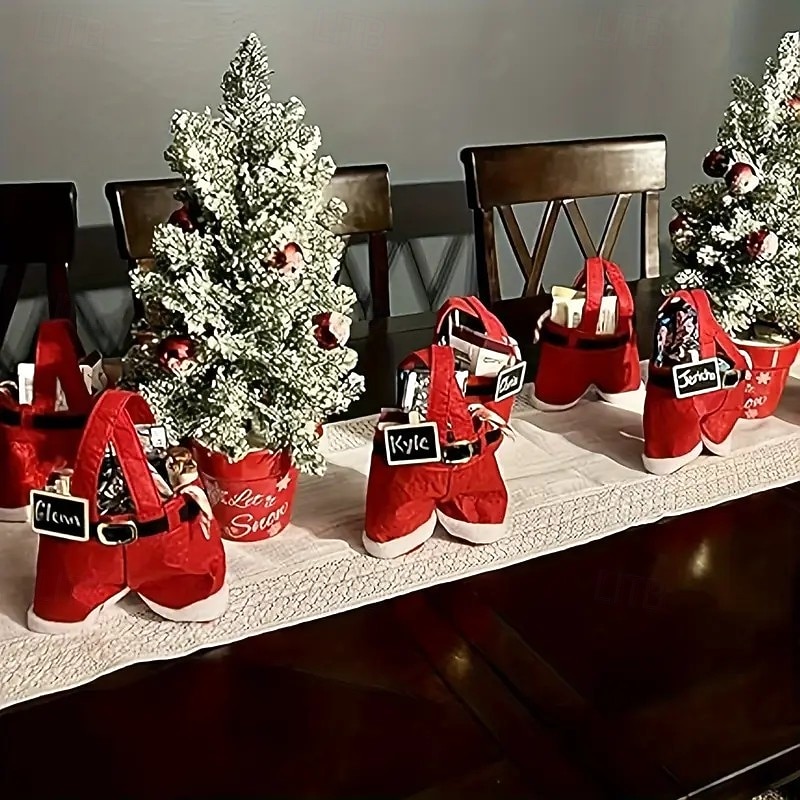 4/6PCS Small Christmas Candy Bags – Santa Pants Style, Perfect for Christmas and New Year Gifts, Party Favors, and Home & Kitchen Decorations2