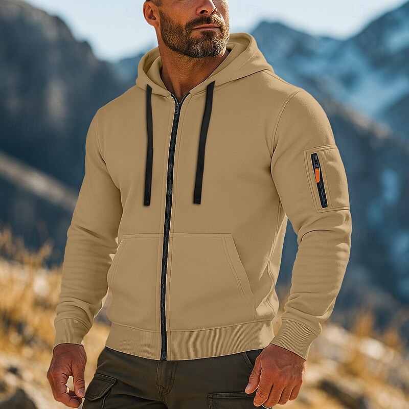 Men's Hoodie Quarter Zip Hoodie Fleece Hoodie Tactical Hoodie Black White Army Green Red Burgundy Hooded Plain Zipper Multi Pocket Sports & Outdoor Casual Daily Streetwear Cool Sportswear Fall