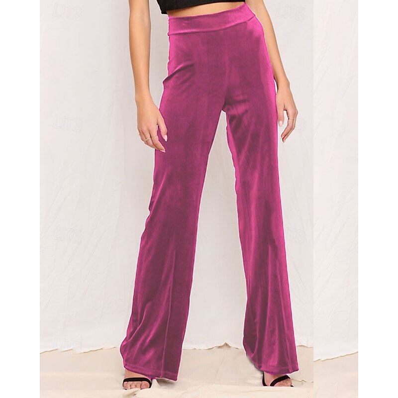 Women's Wide Leg Corduroy Pants Slacks Streetwear Casual Full Length Natural Plain Elastic Waist Comfortable Holiday Daily Wear Weekend Sillver Gray Black Dark Pink Red Fall Regular Fit4