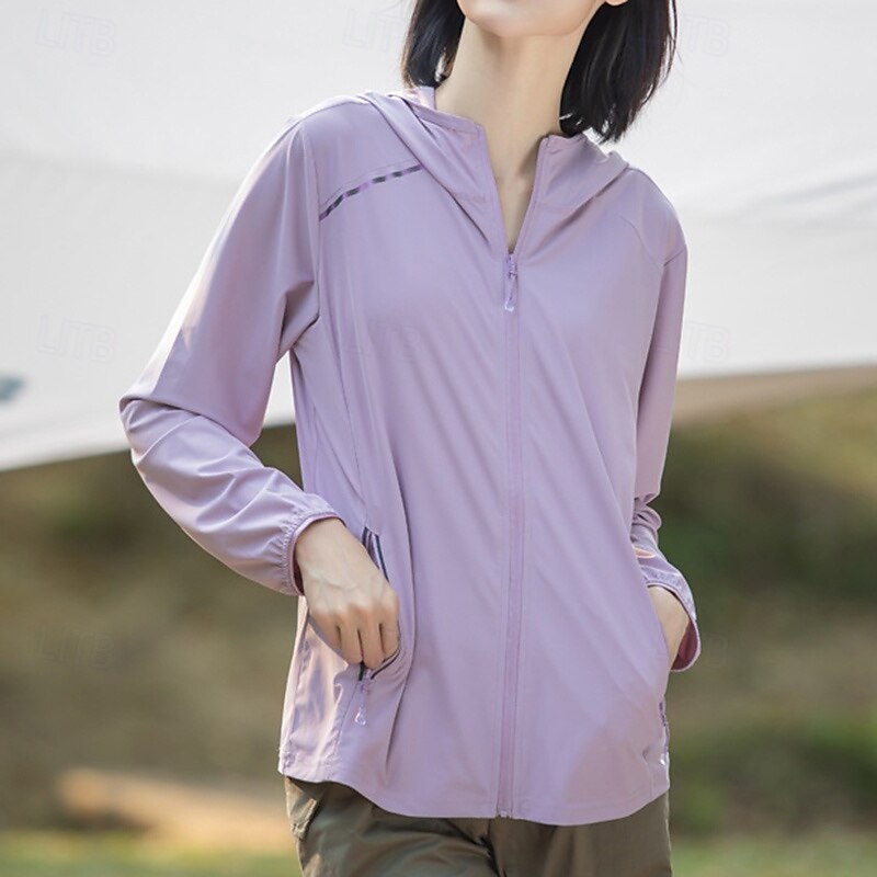 Women's Outdoor Jacket Hiking Jacket UV Protection Jacket Outdoor Sun Protection Quick Dry Hiking Outfits Hiking Clothes Summer Top Camping / Hiking / Caving Running White Pink Purple2