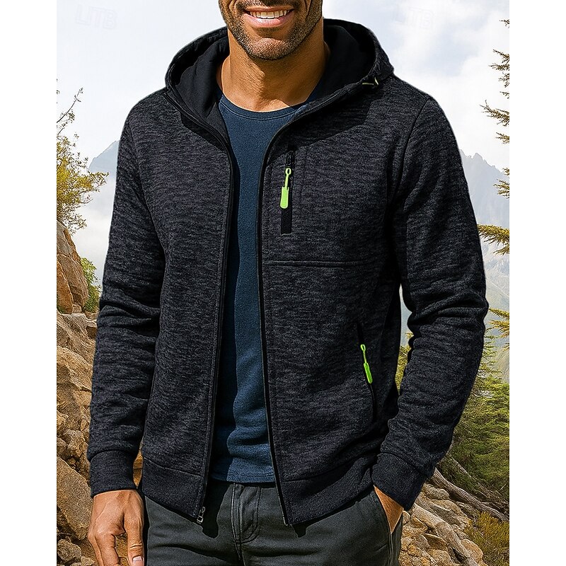 Men's Hiking Jacket Sport Jacket Outdoor Thermal Hiking Outfits Hiking Clothes Winter Autumn / Fall Top Camping / Hiking / Caving Running Solid Color Dark Grey Black Army Green4