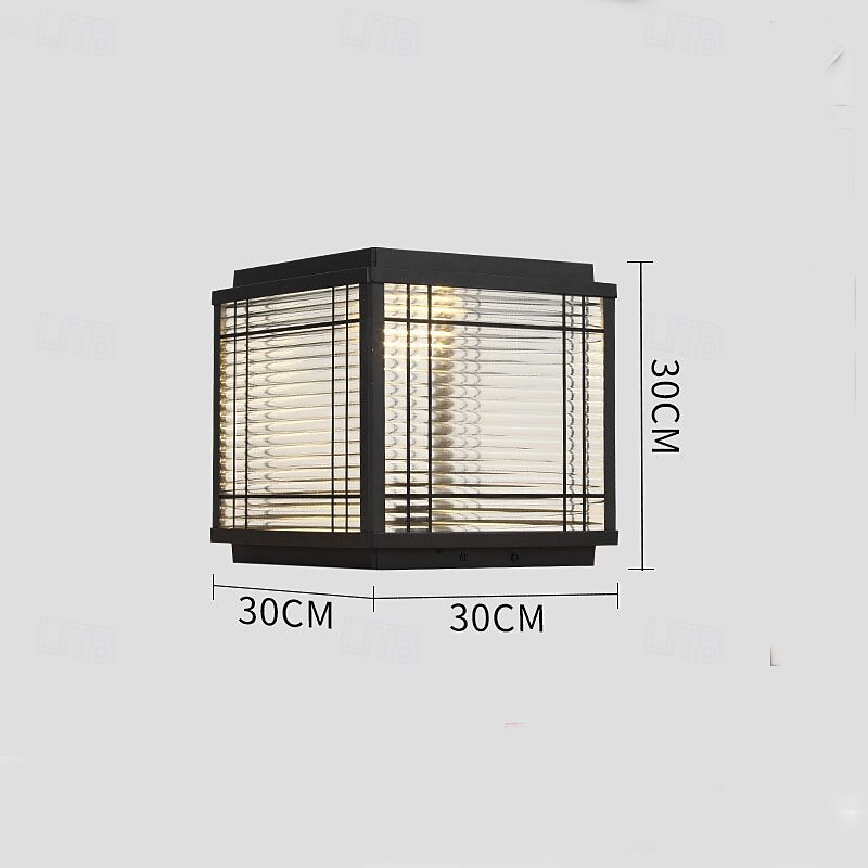 LED Outdoor Solor Post Light  30cm 1-Light Square Outdoor Post Light Fixture Waterproof Courtyard Pillar Lamps for House Porch Patio Outside Deck Garage Yard Exterior Post Lantern Lamps4