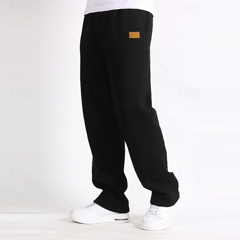 Men's Sweatpants Trousers Open Bottom Sweatpants Drawstring Elastic Waist Straight Leg Plain Moisture Wicking Breathable Full Length Sports Outdoor Casual Daily Fashion Streetwear Black Yellow4