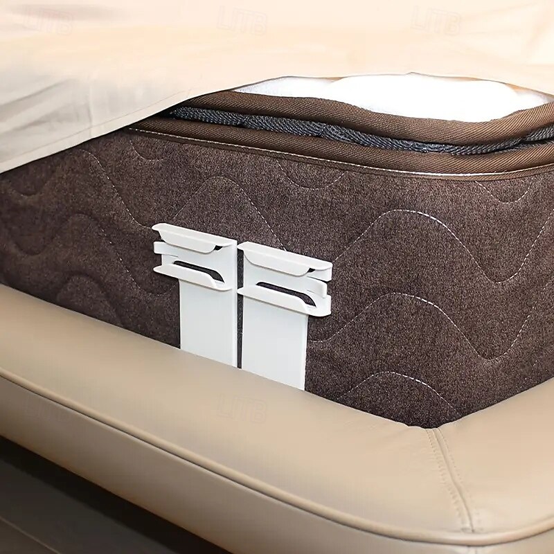 4pcs White Foldable Rotating Bed Sheet Clips Adjustable Rotating Bed Stabilizer for Pressure Relief, Secure Fit, Space-Saving Design for All Beds & Mattresses3