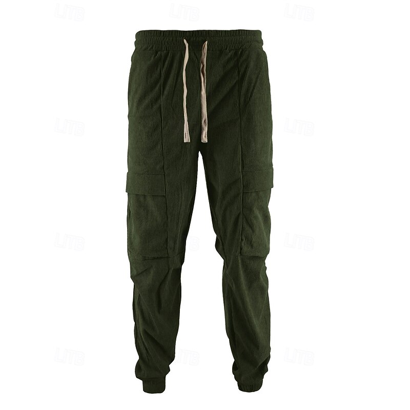 Men's Sweatpants Joggers Corduroy Pants Trousers Cargo Sweatpants Drawstring Pocket Elastic Waist Plain Comfort Sports Outdoor Daily Fashion Casual Dark Brown ArmyGreen Micro-elastic3