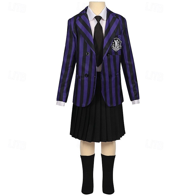 Gothic Horror Dark Academia Costume School Uniform Fancy Dress Movie Cosplay for Girls' Kid's Halloween Carnival Performance Party3