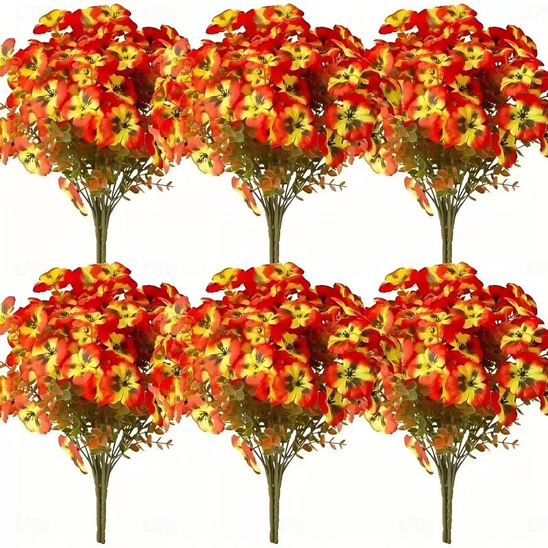 8 Bundles Artificial Fall Flowers, Faux Eucalyptus, Pansies and Butterfly Orchids, UV Resistant Outdoor Fake Plants for Garden, Porch, Patio, Front Door, Window Box & Yard Decorations2